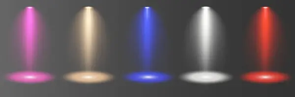 Şeffaf arka planda gerçekçi sahne ışıkları. Vektör illüstrasyonu EPS 10.