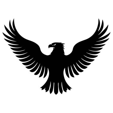 Kanatları açık siyah bir kartal silueti.