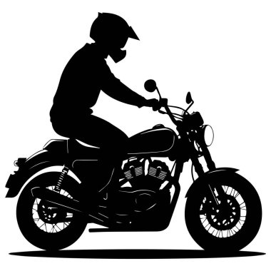 Klasik motosiklet üzerindeki binicinin silueti