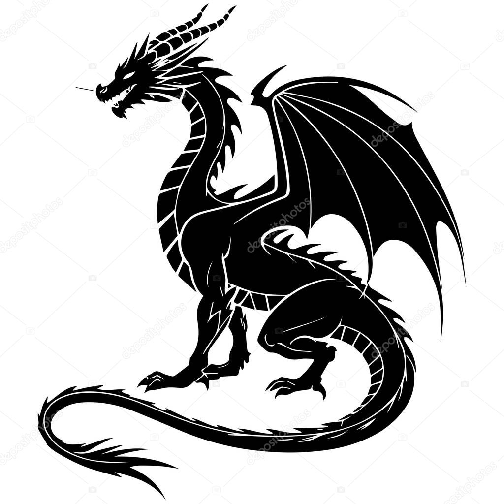 Powerful dragon isolated on white background