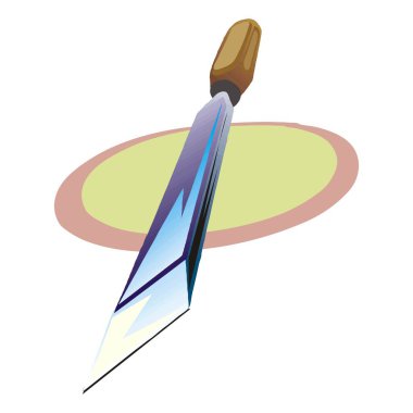 Soyut bir vektör çizimi, marangozluk için ahşap saplı bir keski aracını çizgi film tarzında gösterir