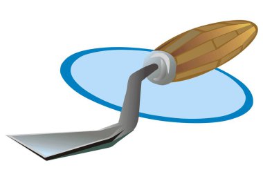 Soyut bir vektör illüstrasyonunda ahşap saplı bir adze ve marangozluk için gümüş bıçak aracı karikatür tarzı çalışır.