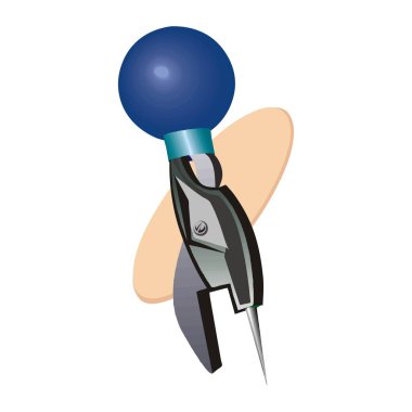 Soyut bir vektör illüstrasyonu, marangozluk işleri için karikatür tarzında bir havacılık makaslarını gösterir