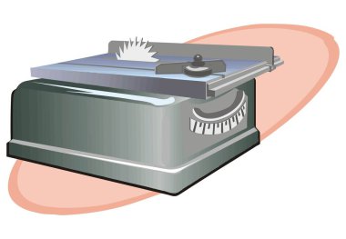 Keskin dairesel bıçaklı gri bir testerenin parlak bir çizimi.