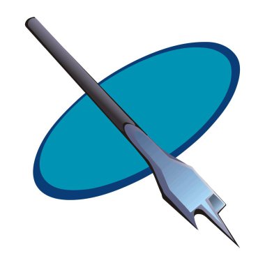 Soyut bir vektör illüstrasyonu, marangozluk için karikatür tarzında çalışan marangozluk için bir ahşap işçiliği siyah saplı awl aracını gösterir