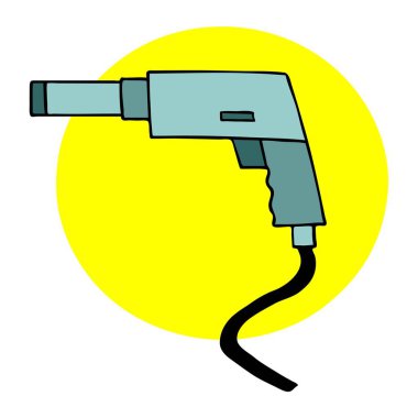 Soyut bir vektör çizimi karikatür biçiminde mekanik matkabı gösterir