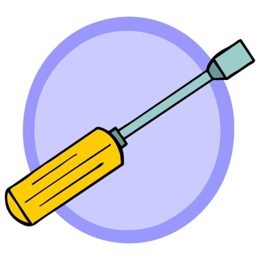 Soyut bir vektör çizimi çizgi film tarzında sarı bir tornavida gösterir