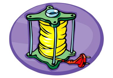 Çizgi film tarzında bir kablo elektrik tel makarasının vektör çizimi