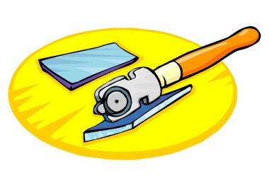 Soyut bir vektör illüstrasyonu çizgi film tarzında bir cam ve cam keski aracı gösterir.