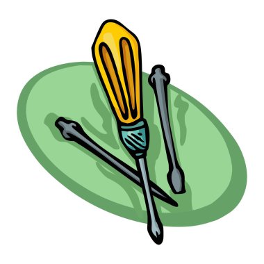 Soyut bir vektör illüstrasyonu çizgi film tarzında bir tornavida inşa aracını gösterir