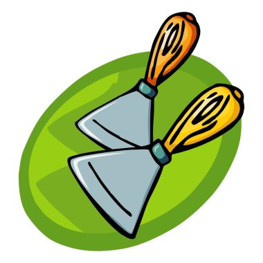 Soyut bir vektör illüstrasyonu çizgi film tarzında iki bıçak mala aracını gösterir