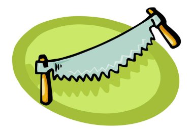 Beyaz arkaplan vektör çiziminde iki el testeresi izometrik simgesi