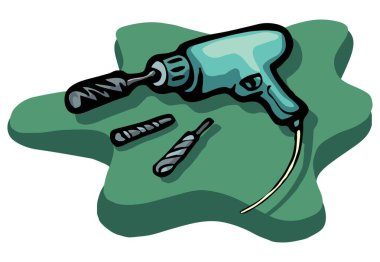 Ayrıştırılabilir vida matkapları ve delme aygıtı illüstrasyonunun izole resimlerine sahip gerçekçi simgelerden oluşan sondaj makinesi seti