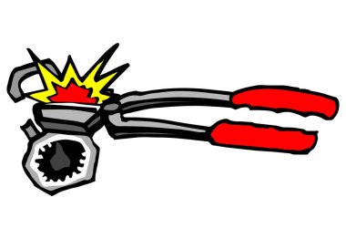 Soyut bir vektör illüstrasyonunda bir cıvata kesiği gösterilir