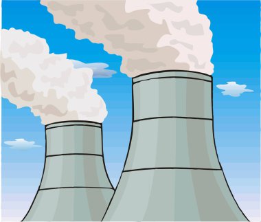 Sanayi inşaat fabrikası ve elektrik santralleri ikonu izole edilmiş vektör illüstrasyonu