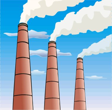 Sanayi inşaat fabrikası ve elektrik santralleri ikonu izole edilmiş vektör illüstrasyonu