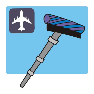 Havaalanı Temizlik Şirketi Çizgi Film Karakterleri Temiz Hava Terminal Salonu - Pencereleri ve Zemin Temizleme