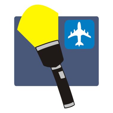 Soyut bir vektör çizimi, çizgi film tarzında bir havaalanı el feneri gösterir 