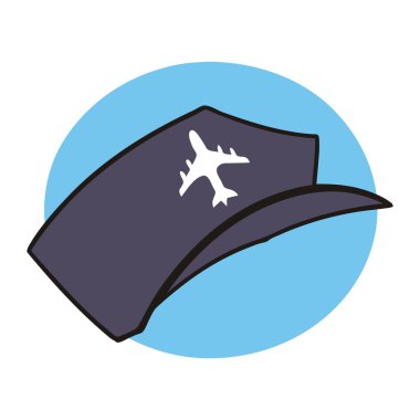 Soyut bir vektör çizimi, çizgi film tarzında bir havaalanı şapkasını gösterir 