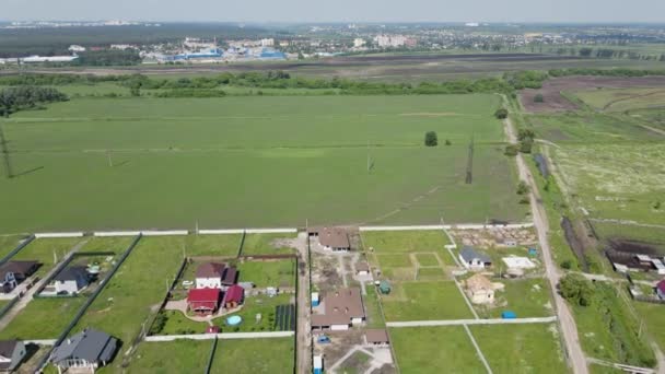 Drone Aerial View Agricultural Field Ukraine Harvester Tracks Drone Shote — Wideo stockowe
