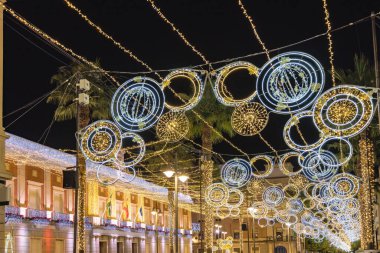 Huelva Belediye Binası 'nda Noel süslemesi, Endülüs, İspanya
