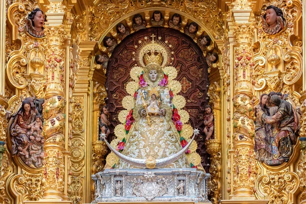 stock image Image of the Virgen del Rocio, inside of the Ermita del Rocio, hermitage in Almonte, in Huelva, Spain 