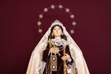 Image of the Virgen del Carmen, Virgin of Carmel, patron saint of sailors, inside of the Ermita de la  Soledad, hermitage of solitude, in Huelva, Spain 