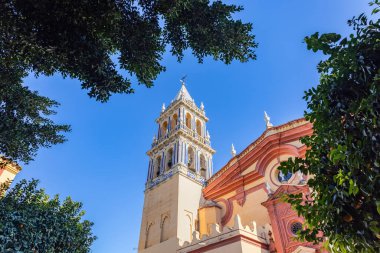 Facade of The Royal Parish of Santa Ana in Seville, a Gothic-Mudejar style parish church, located in the Triana neighborhood. It is popularly known as the Cathedral of Triana.