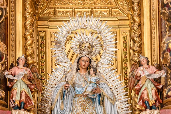 Imagen Madre Dios Del Rosario Patrona Capataces Costaleros Dentro Parroquia — Foto de Stock