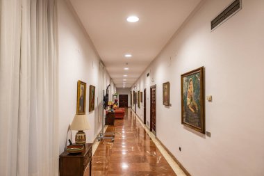 Huelva, Spain - December 30, 2022: Corridor inside  of the Provincial Council of Huelva