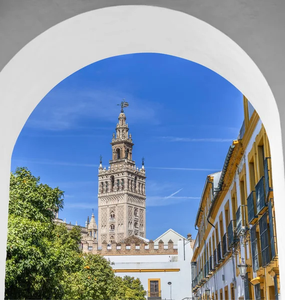 サンタクルス地区からセビリア大聖堂の塔鐘の景色 セビリア旧市街中心部 アンダルシア スペイン — ストック写真