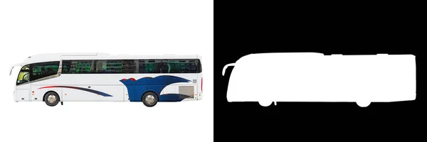 白い背景にクリッピングマスクとパスで隔離された観光バス — ストック写真