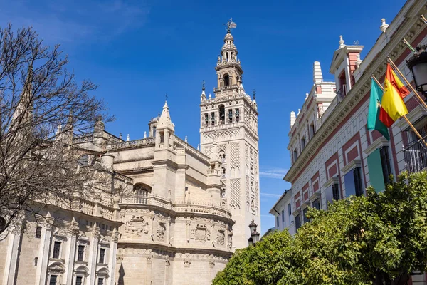 Pohled Věž Zvon Sevilla Katedrála Čtvrti Santa Cruz Seville Staré — Stock fotografie