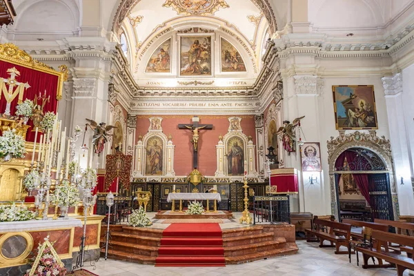 Huelva Hiszpania Kwietnia 2023 Ołtarz Główny Kościoła Parafialnego San Juan — Zdjęcie stockowe