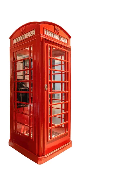 Londoni Telefonfülke Piros Telefon Londonban Elszigetelt Fehér Háttér — Stock Fotó