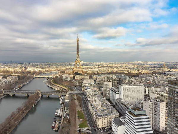 Vista Aérea Del Dron Torre Eiffel Torre Celosía Hierro Forjado —  Fotos de Stock