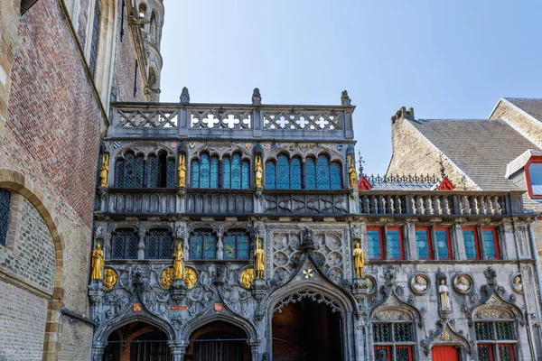 Facciata Della Basilica Del Santo Sangue Bruges Belgio Una Basilica — Foto Stock