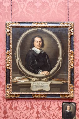 Londra, İngiltere-19 Mayıs 2023: Bartolome Esteban Murillo tarafından yapılan otoportre İngiltere 'deki Ulusal Galeride gözler önüne serildi