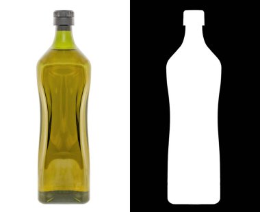 Bir şişe ekstradan soğuk zeytinyağı soğuk ayrıştırmada, zeytinyağı 27C (80F) altında çıkarılır ve daha meyveli ve lezzetli olur. Örnekleme için beyaz arkaplanda izole edildi