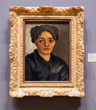 Londra, İngiltere - Mayıs 2023: Vincent van Gogh 'un bir Köylü Kadın Şefi. Bu resim yaklaşık 40 köylü grubuna ait ve bu resim Ulusal Galeri, Londra, İngiltere 'de sergileniyor.