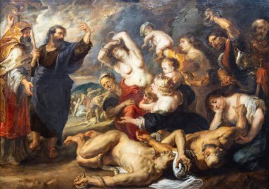 Londra, İngiltere - 19 Mayıs 2023: Peter Paul Rubens 'in bir tablosu olan Brazen Yılanı, Eski Ahit' ten alınmıştır.