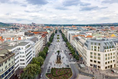 Aerial photography of Wenceslas Square in the center of Prague city, Czech republic clipart