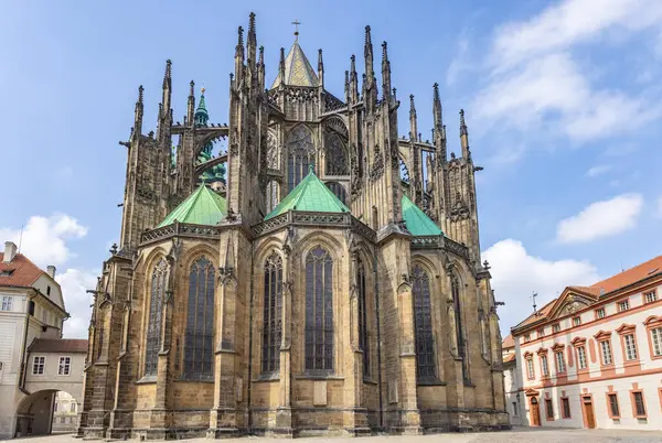 stock image The Metropolitan Cathedral of Saints Vitus, Wenceslaus and Adalbert, a Catholic metropolitan cathedral in Prague, commonly named only as St. Vitus Cathedral is sited in Prague Castle