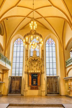 Prague, Czech Republic - May 27, 2024: main altar inside of Maisel Synagogue, a Jewish congregation and synagogue, located in the former Jewish quarter of Prague, in the Czech Republic clipart