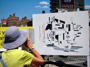 New York, New York, ABD - 27 Temmuz 2010: Highline 'da İnsan Fotoğrafları Kurulumu