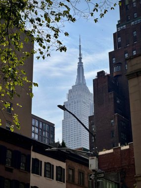 New York, New York, USA- 5 Haziran 2025: Yapraklar Arasında Empire State 