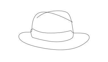 Kovboy şapkası çizmeye devam et. Basit bir kovboy şapkası. Kovboy aralıksız çizgi sanatı. vektör illüstrasyonu