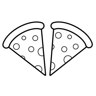İki pizza dilimi ikonu. Pizza hattı ikonu. İki dilim basit pizza. vektör simgesi