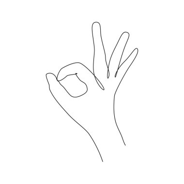 El hareketi tamam. Bir çizgi el iyi bir jest gösteriyor. El çizimi devam ediyor. el konseptiyle selamlama