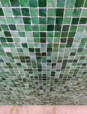 yeşil mozaik döşeme arka planı, kapat